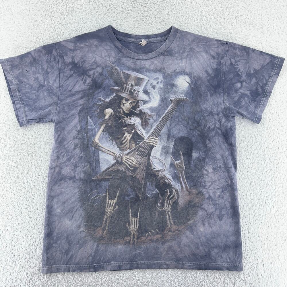 Vintage 2002 James Ryman Skeleton Guitar Tie Dye T-Shirt Medium Metal Goth y2k